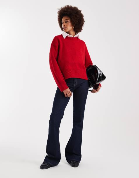 ONLY Tall - Juicy - Flared jeans in donkerblauw met wassing - view 1