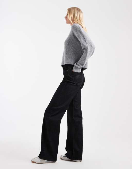 ONLY Tall Juicy high waisted wide leg jeans in black, 3 of 5