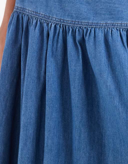 ONLY Tall - Jupe longue en jean à taille basse - Bleu moyen, 3 de 5