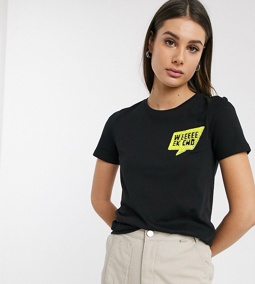 Only Tall - Kita - T-shirt met korte mouwen en neon print-Zwart