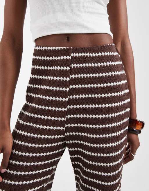 ONLY Tall knit trousers in brown stripes, 3 of 5