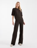 [ONLY Tall] ONLY Tall knitted pants in chocolate brown (Part of a set) 12-14 Chocolate brown