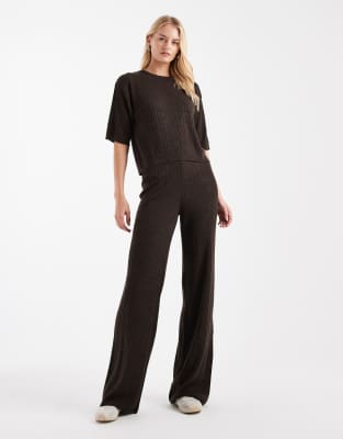 Only Tall ONLY Tall knitted trousers co-ord in chocolate brown