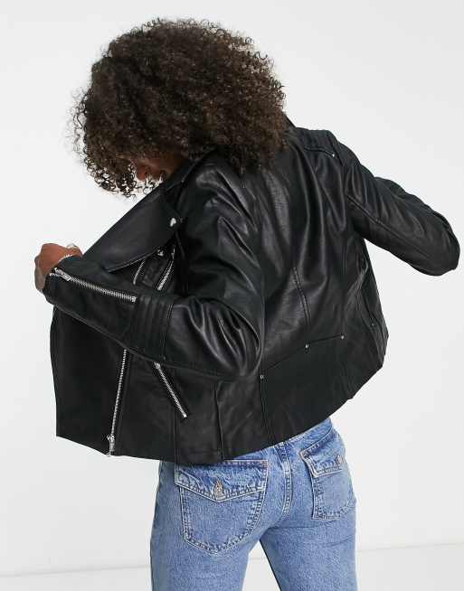 Leather-Like Moto Jacket