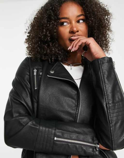 Only faux shop leather biker jacket