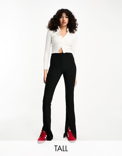 Only Tall - Leggingbroek met hoge taille en split aan de voorkant in zwart 