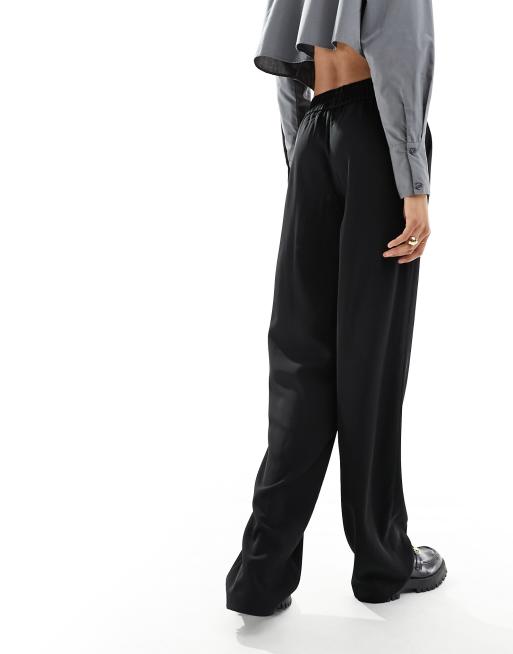 Only elasticated waist wide leg trousers in black