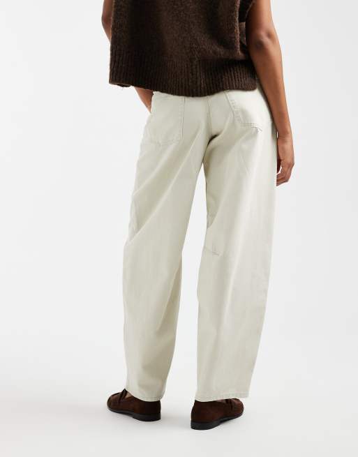 ONLY Tall – Ljusbeige byxor med barrelben, 4 av 5