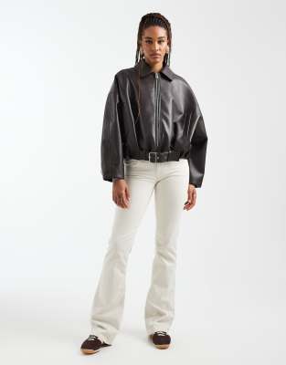 ONLY Tall - Lola - Jean évasé à taille ultra-basse - Écru-Blanc