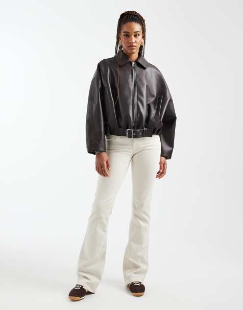 ONLY Tall – Lola – Naturvita, utsvängda jeans med superlåg midja - view 1