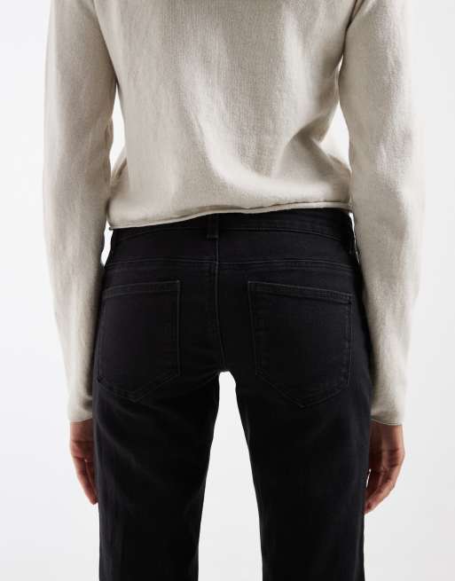 ONLY Tall Lola super lågmidjade utsvängda jeans i tvättad svart, 4 av 5