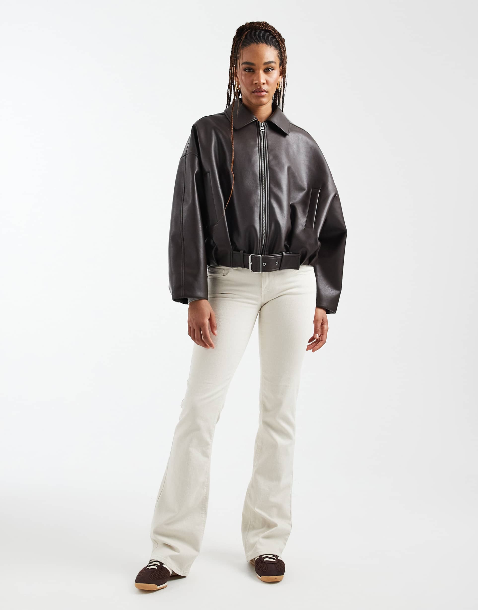 only tall lola super low waist flared jeans in ecru