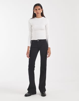 Only Tall Lola Super Low Waist Flared Jeans In Black