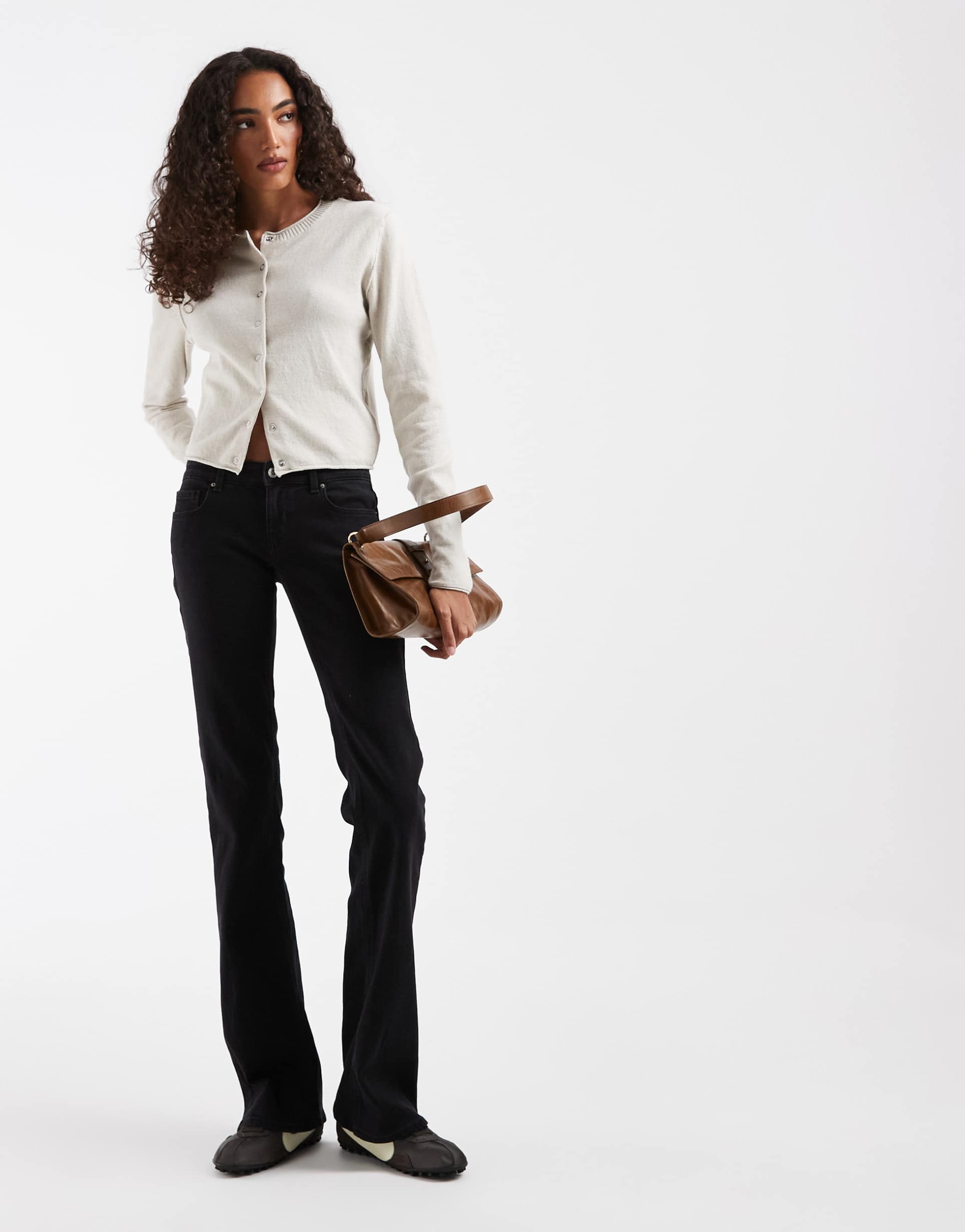 only tall lola super low waist flared jeans in washed black
