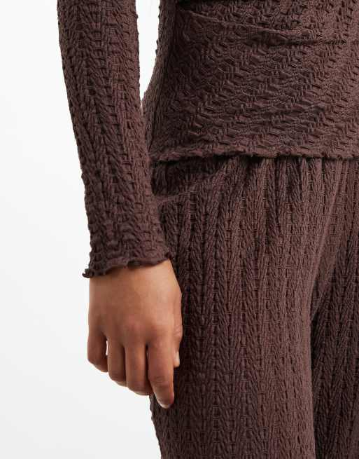 ONLY Tall long sleeve top with ruche detail in chocolate (Part of a set) , 4 of 4