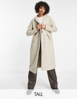 ONLY Tall longline tailored coat in stone-Neutral