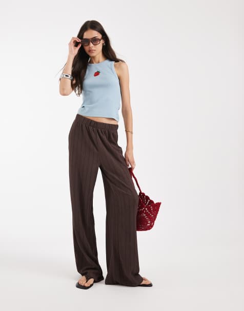 ONLY Tall – Loose-Fit-Hose in gestreiftem Braun - view 1