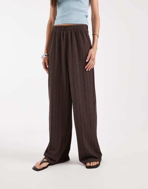 ONLY Tall – Loose-Fit-Hose in gestreiftem Braun, 2 von 5