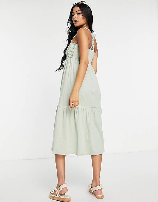 Women Only Tall maxi dress with lace detail in green 