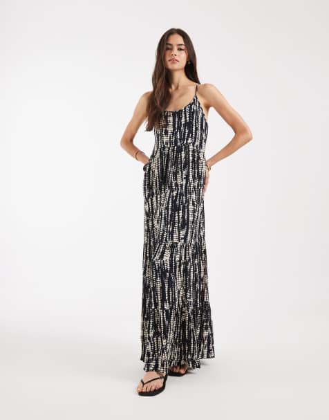 ONLY Tall – Maxikleid mit abstraktem Muster in Marineblau - view 1
