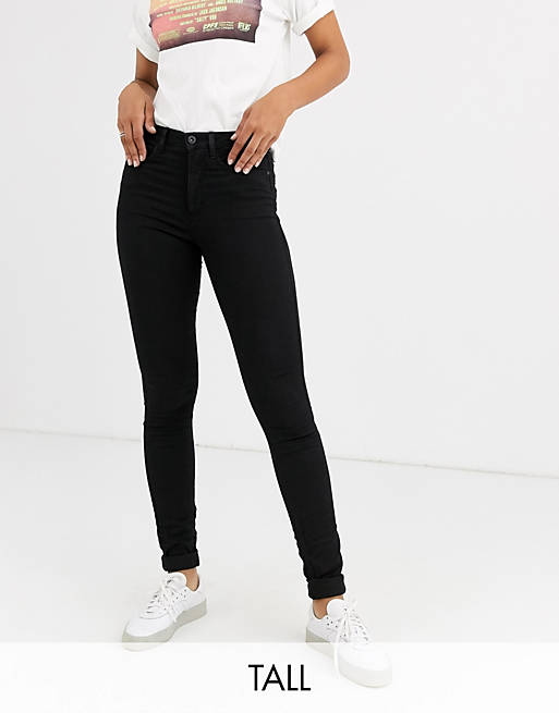 Only Tall mid waist skinny jean in black