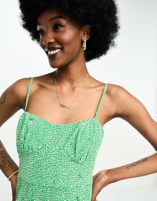 Only Tall Midi jurk met knoopdetail in groene micro