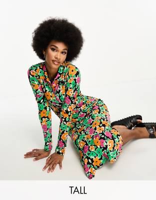 Only Tall - Midi overhemdjurk met bloemenprint in multi