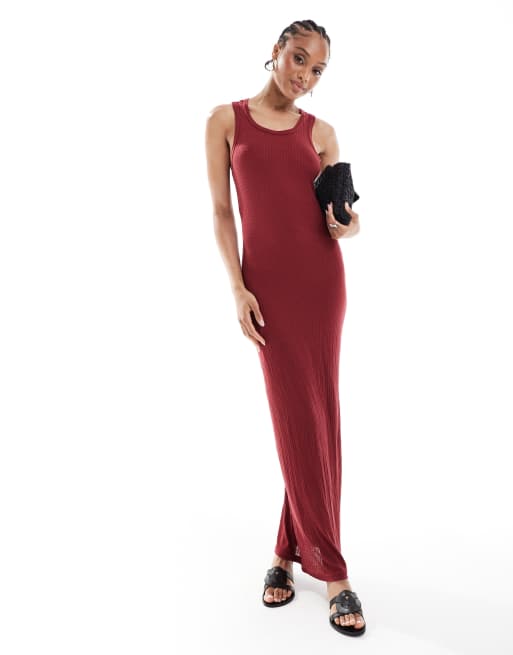 ONLY Tall - Mørkerød tanktop-maxikjole 