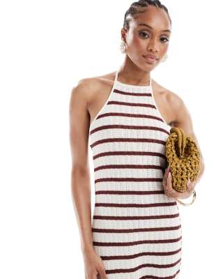 Only Tall Open Knit Maxi Dress With Contrast Trim