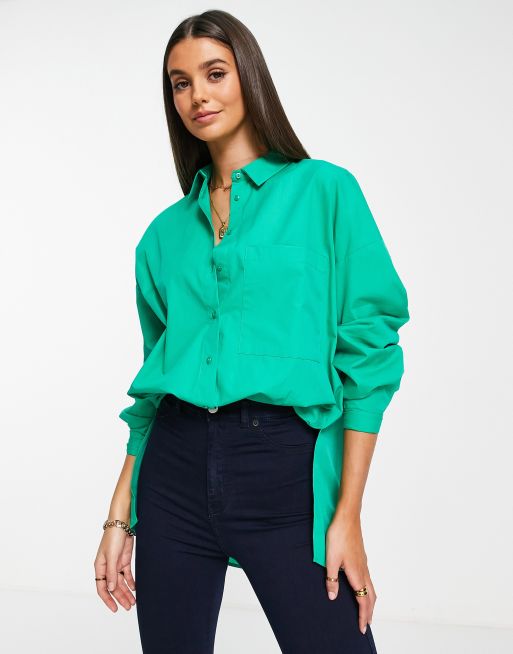 Only Tall - Oversized poplin overhemd in felgroen, 4 van 4