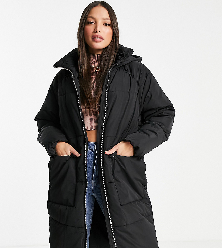 Only Tall padded longline coat in black