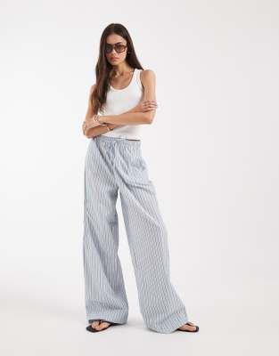 Pantalon ample à rayures - Bleu 38