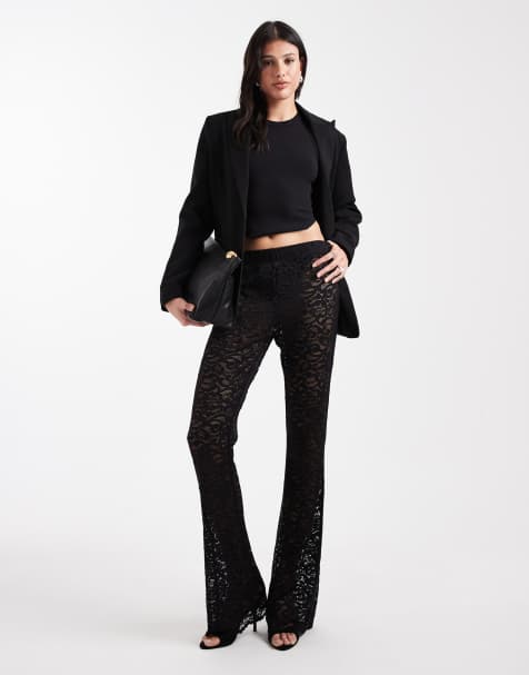 ONLY Tall - Pantalon évasé en dentelle - Noir - view 1