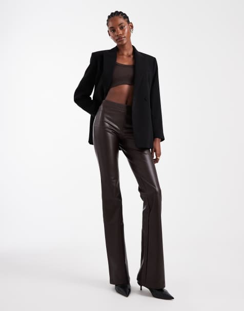 ONLY Tall - Pantalon évasé en similicuir - Marron - view 1