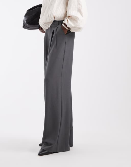 ONLY Tall pantalones de sastre de pernera ancha en gris oscuro, 2 de 5