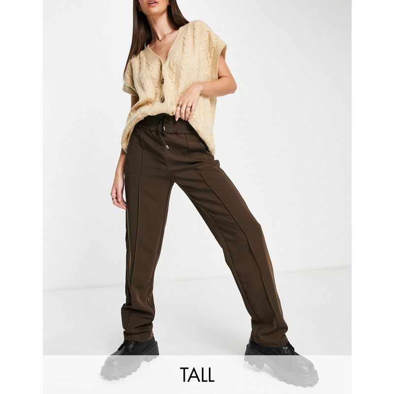 Donna Pantaloni con fondo ampio Only Tall - Pantaloni color cioccolato con coulisse in vita