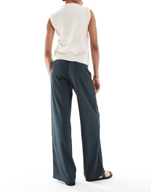 ONLY Tall - Pantaloni con fondo ampio grigio scuro testurizzato, 2 di 5