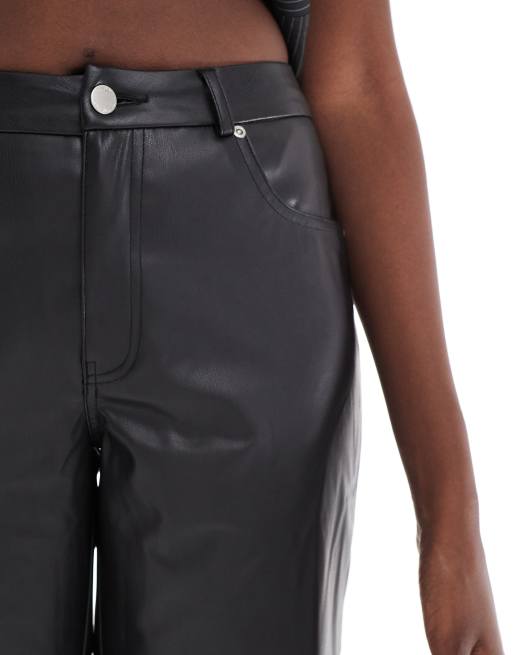 Only Tall - Pantaloni dritti a vita alta in pelle sintetica neri , 3 di 5