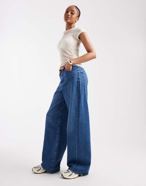 ONLY Tall Paulina high waist baggy jeans in dark blue denim