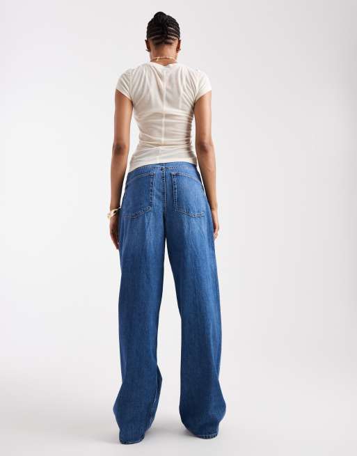 ONLY Tall Paulina high waist baggy jeans in dark blue denim