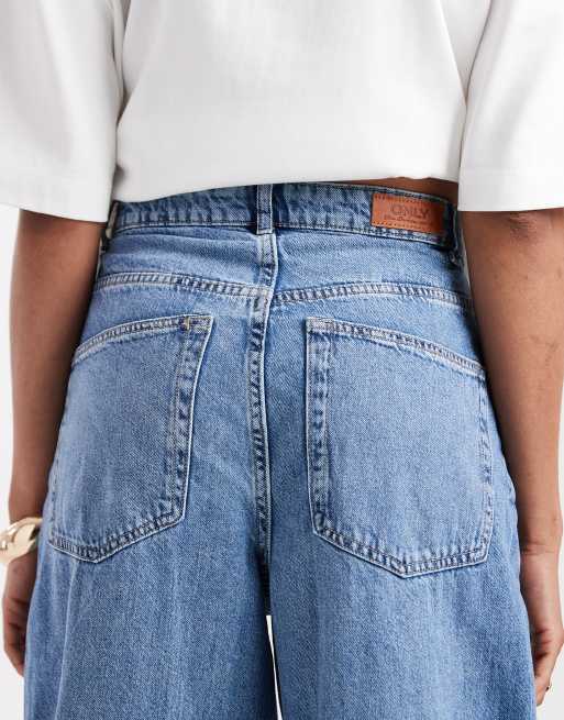 ONLY Tall Paulina high waist baggy jeans in light blue denim