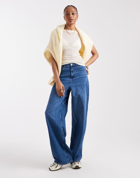 ONLY Tall - Paulina - Mellemblå posede jeans med høj talje i denim - view 1