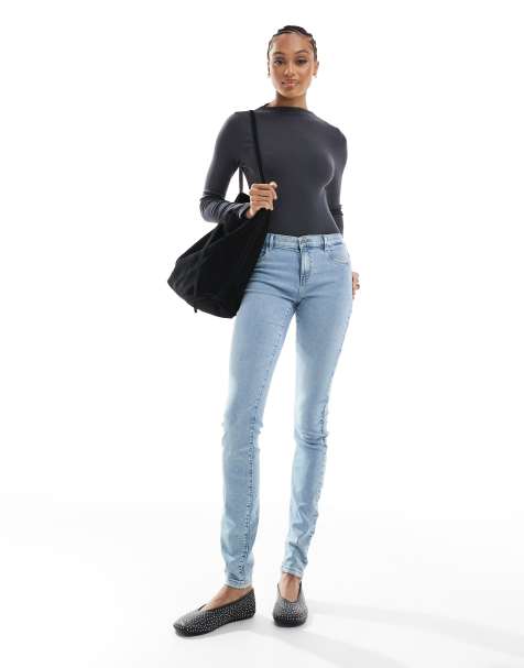 ONLY Tall – Rain – Enge Jeans mit Waschung in Hellblau - view 1