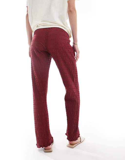 ONLY Tall relaxed fit shirred pants in burgundy, 2 of 5