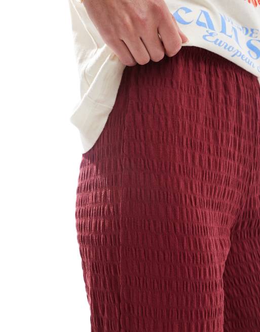 ONLY Tall relaxed fit shirred pants in burgundy, 3 of 5