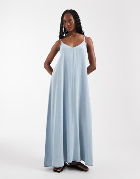 ONLY Tall - Robe longue en chambray - Bleu clair - view 1