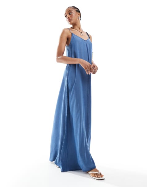 ONLY Tall - Robe longue en denim - Bleu moyen - view 1