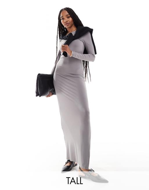 ONLY Tall - Robe longue près du corps sans coutures - Gris clair