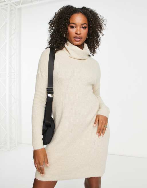 Cream turtleneck sweater clearance dress