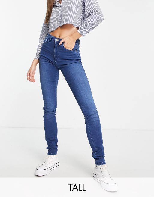 ONLY Tall Royal high waisted skinny jeans in mid blue wash | ASOS